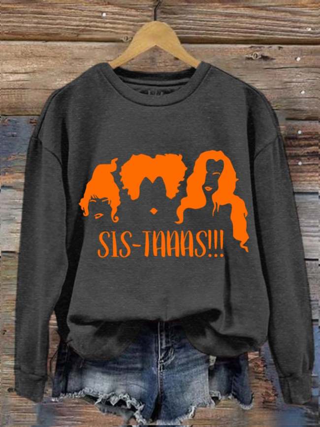 Women's Halloween Hocus Pocus Sis-taaas! Print Sweatshirt