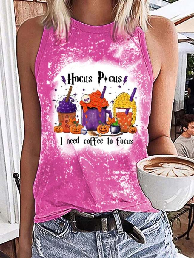 Women's Hocus Pocus I Need Coffee To Focus Tie Dye Tank Top