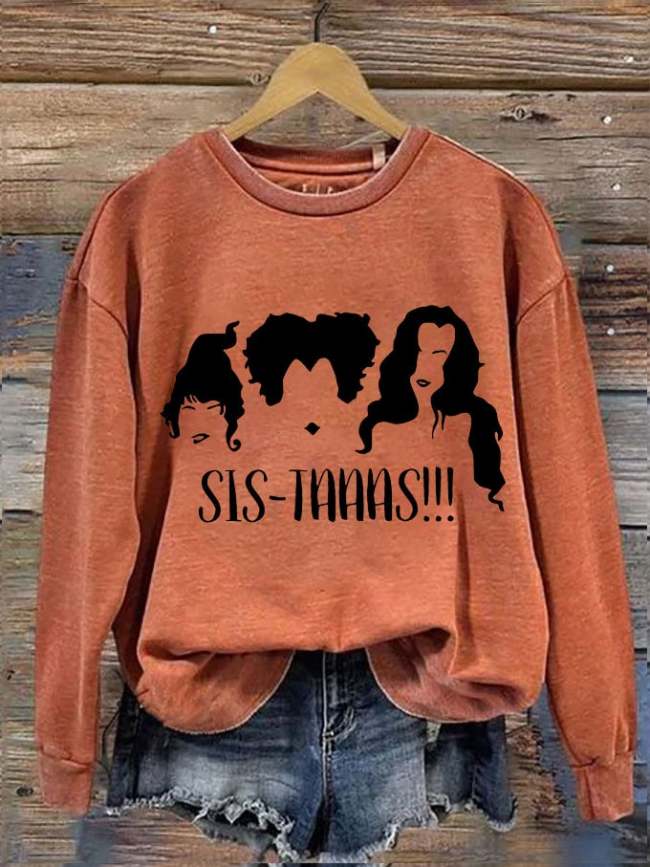 Women's Halloween Hocus Pocus Sis-taaas! Print Sweatshirt