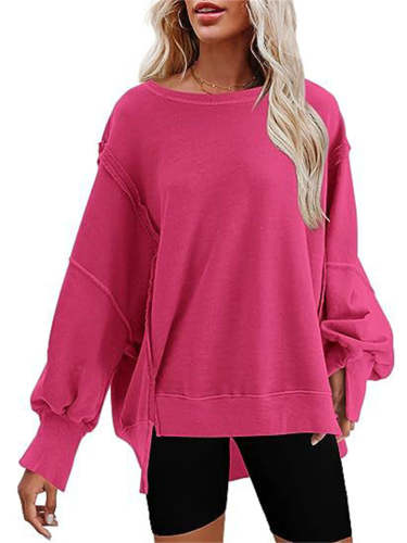 Women's Oversized Crew Neck Side Slit Street Sweatshirt