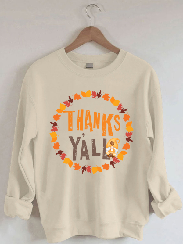 Women's Thanks Y'all Funny Festival Letter Print Sweatshirt