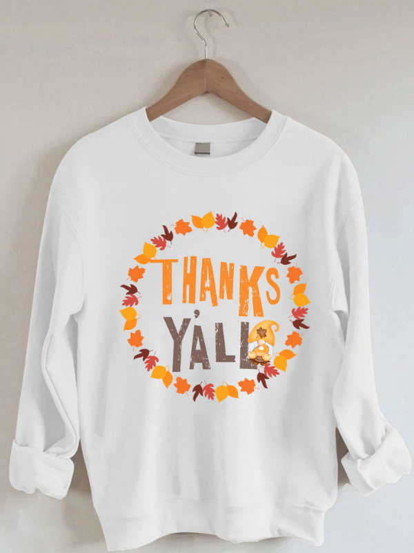 Women's Thanks Y'all Funny Festival Letter Print Sweatshirt