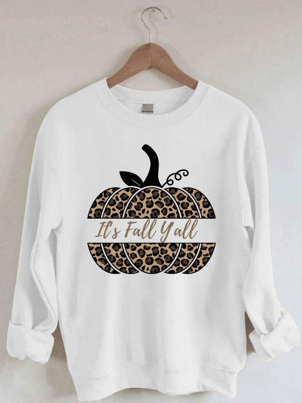 Women's Pumpkins It's Fall Y'all Funny Festival Humor Print Sweatshirt