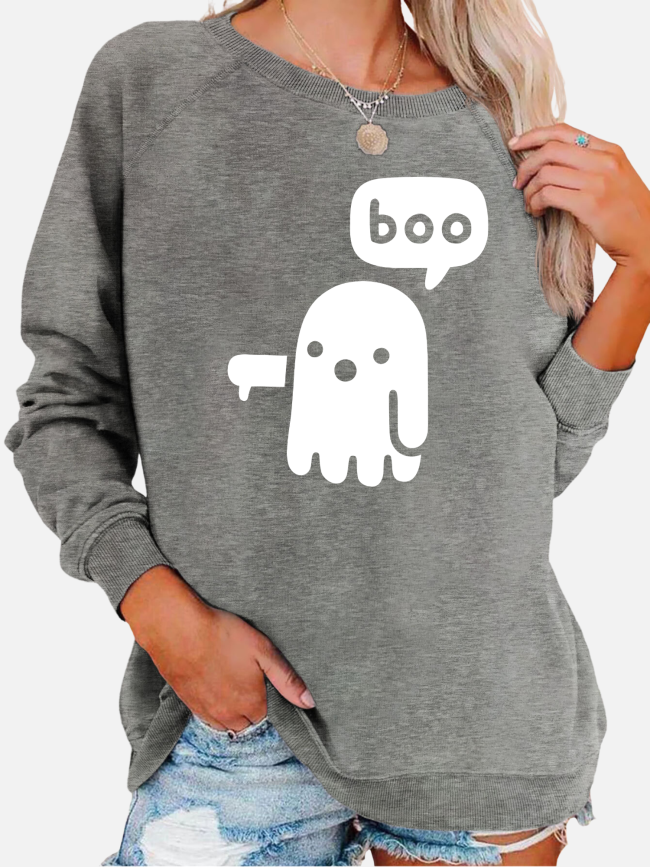 Women's Casual Sweatshirt Halloween Boo Funny Print Sweatshirts