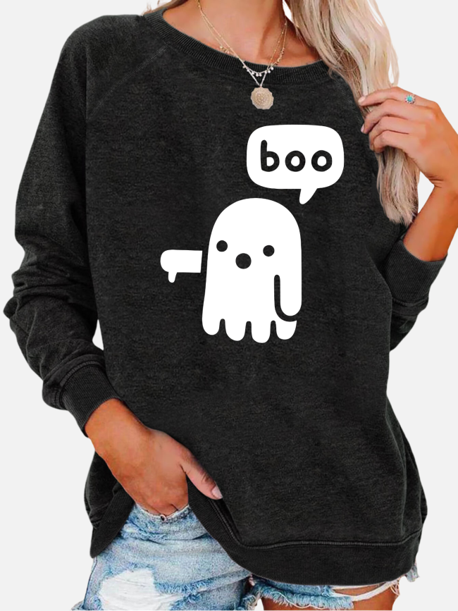 Women's Casual Sweatshirt Halloween Boo Funny Print Sweatshirts