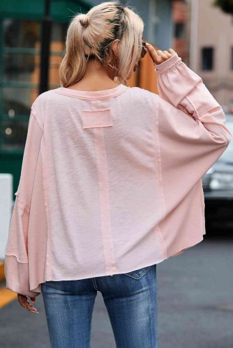 Women's Oversized Round Neck Top with Pocket