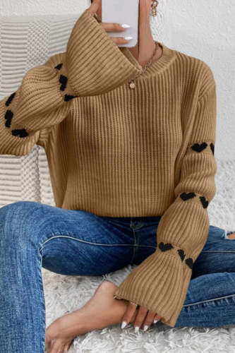 Casual Geometric Weave O Neck Sweater Tops