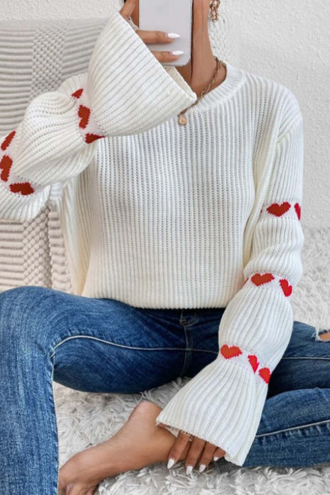 Casual Geometric Weave O Neck Sweater Tops