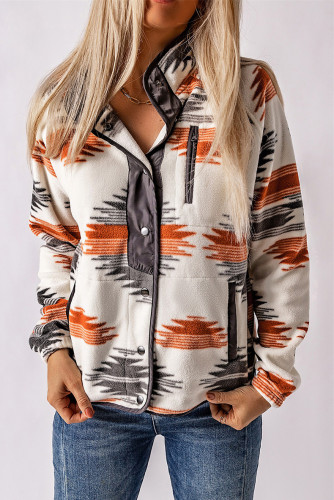 Women's Tribal Ethnic Cardigan Aztec Pattern Color Block Woolen Cardigan Cowgirl Cardigan