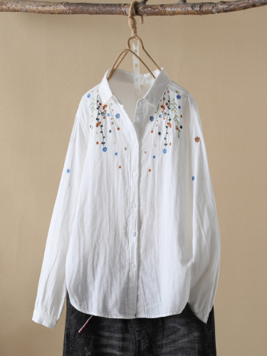 Women's Ethnic Floral Shirts Embroidery Floral Shirts