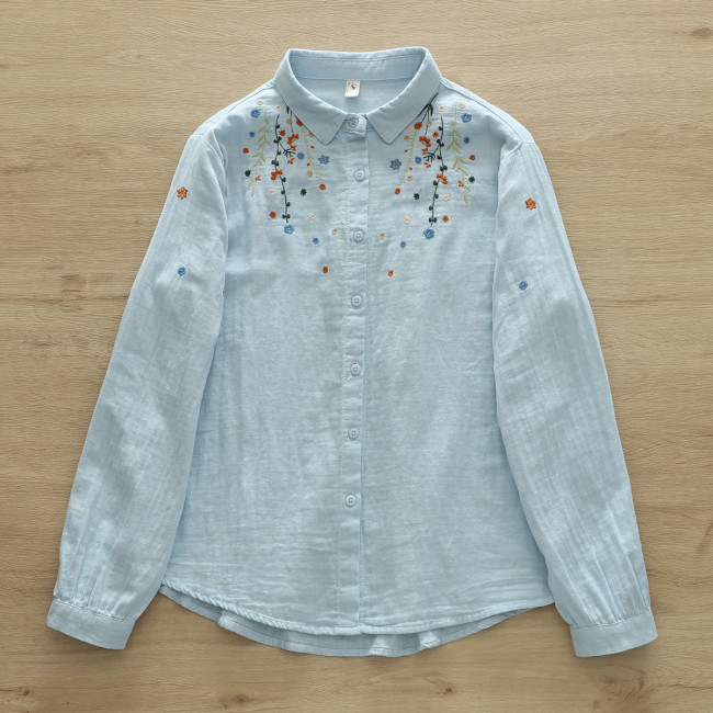 Women's Ethnic Floral Shirts Embroidery Floral Shirts