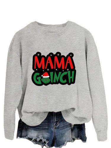 Womens Merry Christmas Crewneck Sweatshirt Funny Mama Grinch Print Holiday Sweatshirt