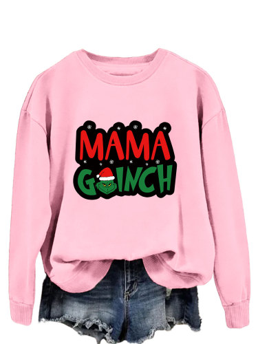 Womens Merry Christmas Crewneck Sweatshirt Funny Mama Grinch Print Holiday Sweatshirt