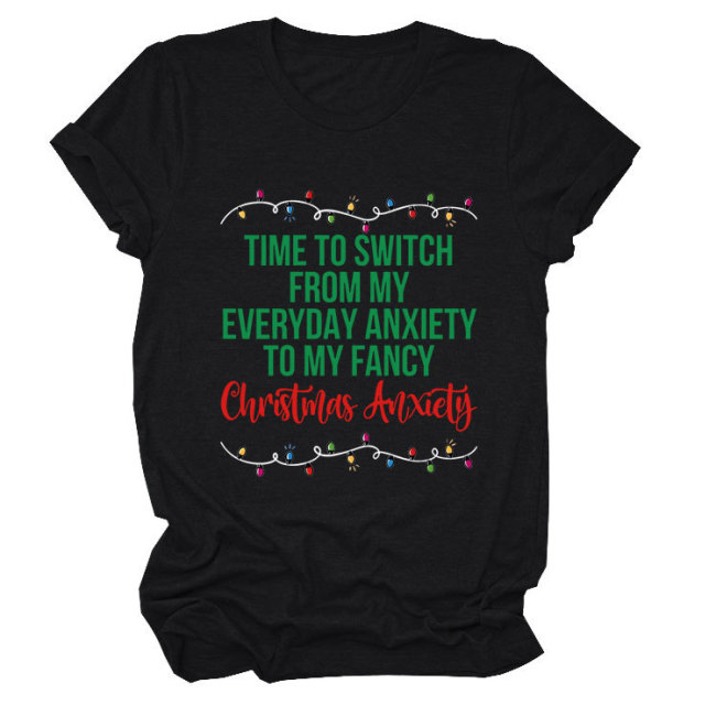 Women's Funny T-Shirts Time to Switch From My Everyday Anxiety to My Fancy Memes Retro Tee