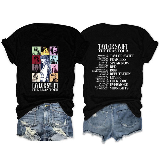 Women's Taylor Swift The Ears Tour Letter T-Shirts Funny Retro Tee