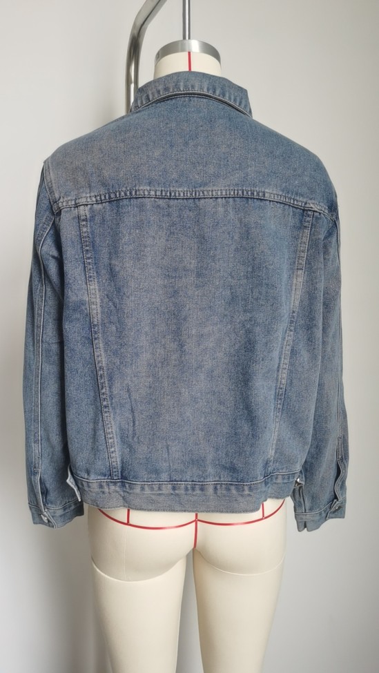 Women's Cowgirl Denim Jacket Coat Solid Color Basic Denim West Jacket