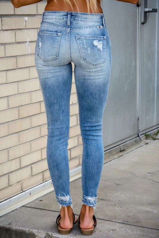 Women's Ripped Skinny Jeans Boyfriend Ripped Denim Jeans