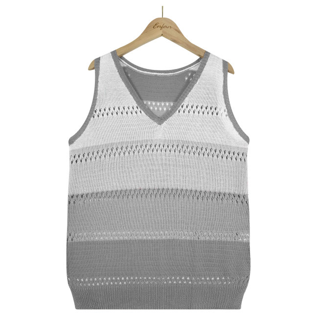 Clearance Women's Color Block Knitted Vest Tank Top