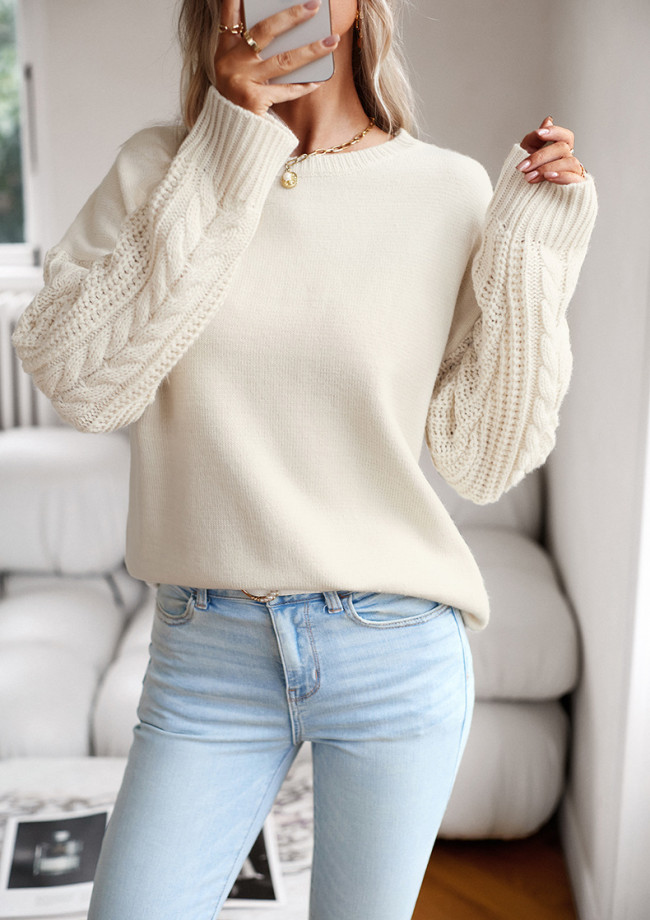 Women's Knitted Sweater Crew Neck Pullover