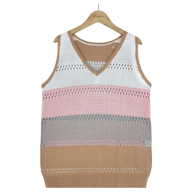 Clearance Women's Color Block Knitted Vest Tank Top