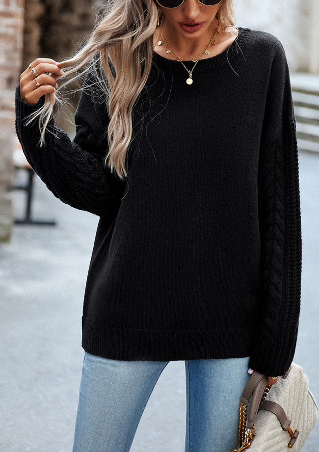 Women's Knitted Sweater Crew Neck Pullover