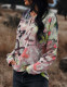 Clearance Women's T-Shirt Butterfly Print Long Sleeve Zipper up Tee