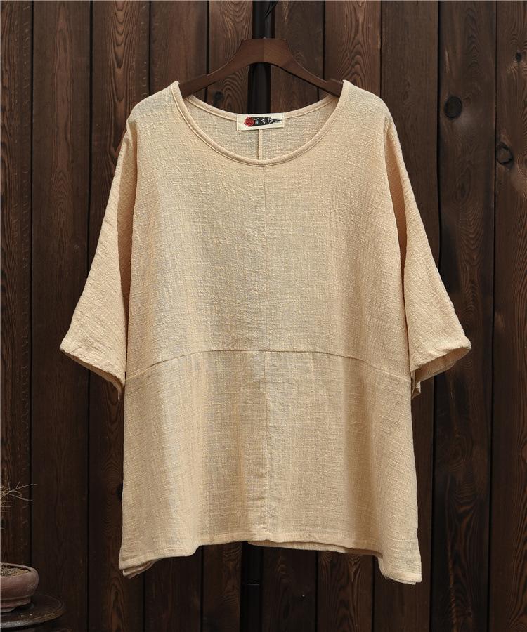 US$ 29.99 - Women's Cotton Linen Loose Blouse Solid Shirt - www.zicopop.com