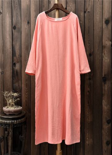 Women's Cotton Linen Long Maxi Dress Solid Elegant Dress