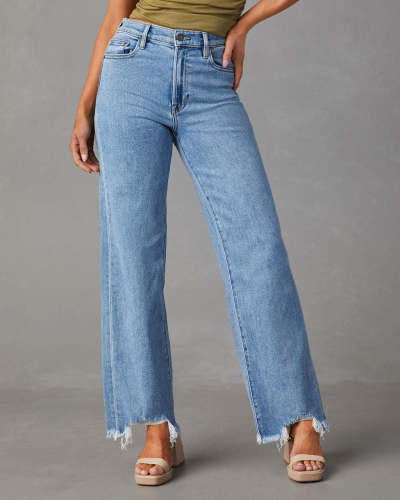 Women's Straight Jeans Casual Loose Denim Long Pant