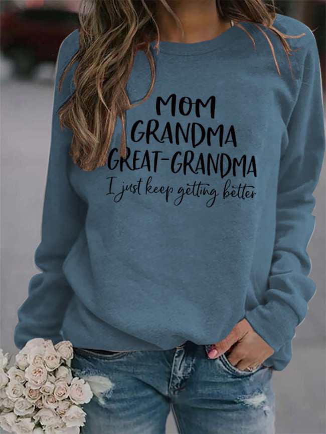 Womens Crewneck Sweatshirt Funny Mom Grandma Great Print Holiday Sweatshirt