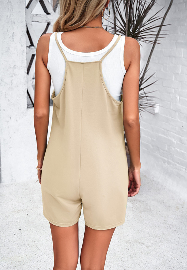 Women's 2024 Romper Solid Color Suspender Sleeveless Romper Jumpsuit Overall