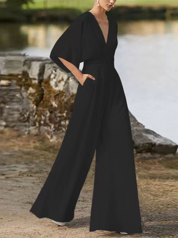 Women's Sexy V-Neck Wide Leg Jumpsuit Overall