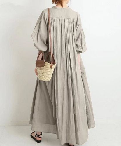 Women's Solid Loose Dress Long Sleeve Single Breasted Long Maxi Dress