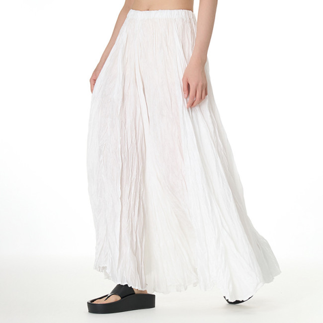 Women's Big Swing Pleated Skirt Hight Waist Long Maxi Skirt