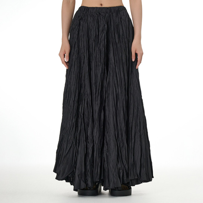 Women's Big Swing Pleated Skirt Hight Waist Long Maxi Skirt