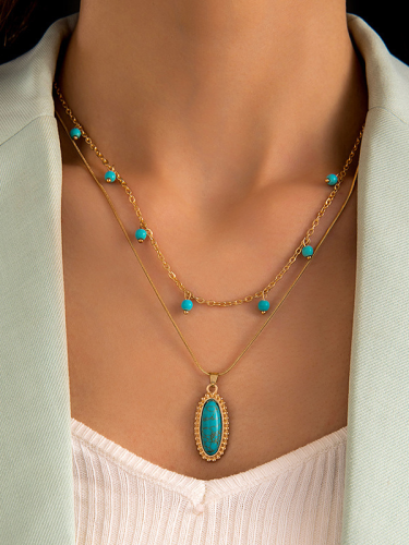 Vintage Ethnic Style Turquoise Necklace Western Jewelry