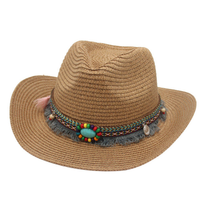 Summer Turquoise Tassel Western Cowboy Ethnic Style Hat Beach Hat