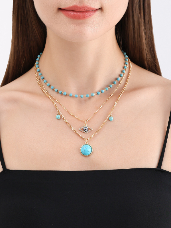 Vintage Ethnic Style Turquoise Collarbone Necklace Western Jewelry