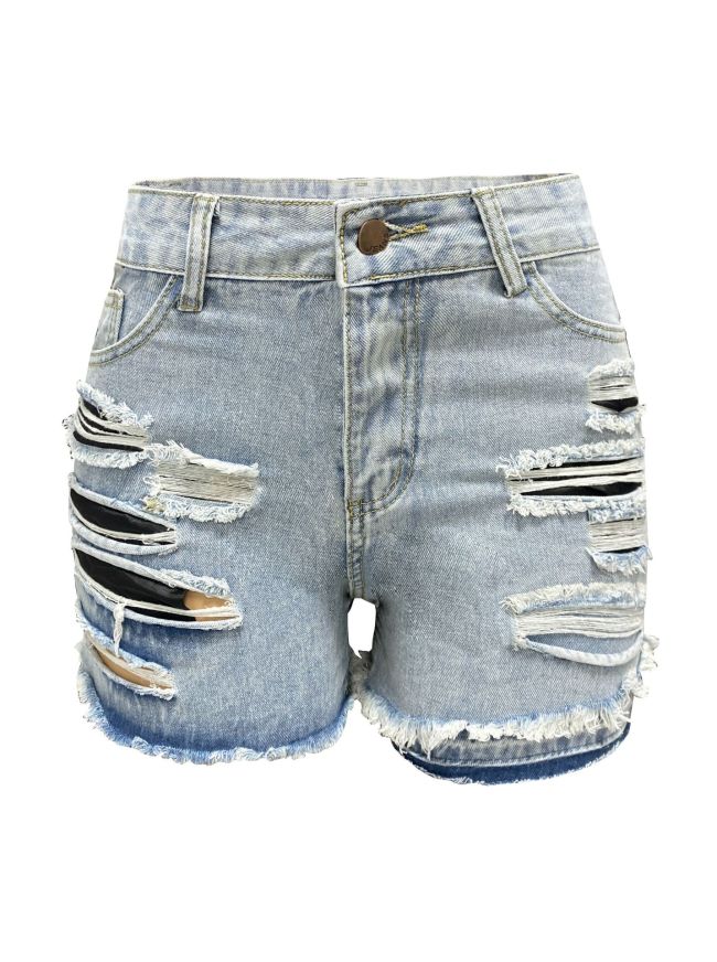 Women's Denim Shorts Ripped Hip Hop Style Denim Jeans Short Pant
