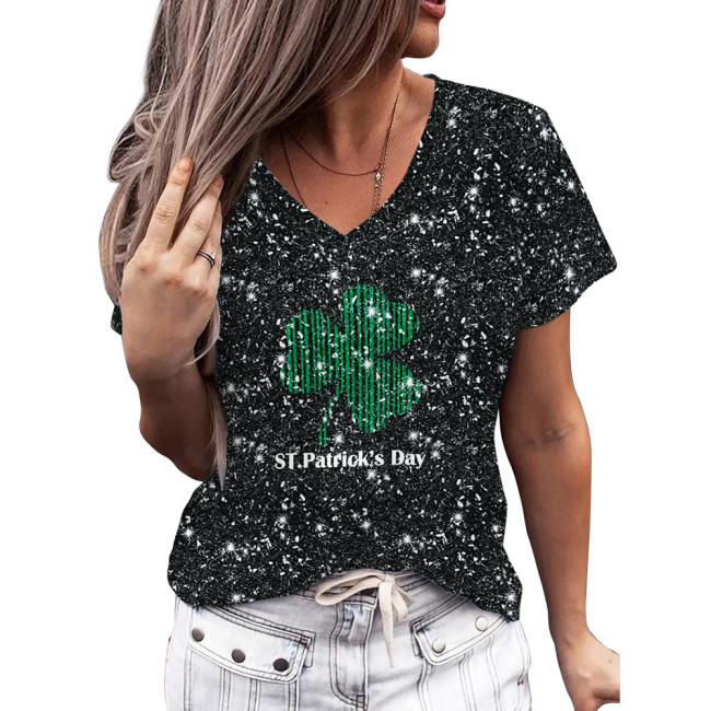 Women's St. Patrick's Day Holiday T-Shirt Full Print V-Neck T-Shirt