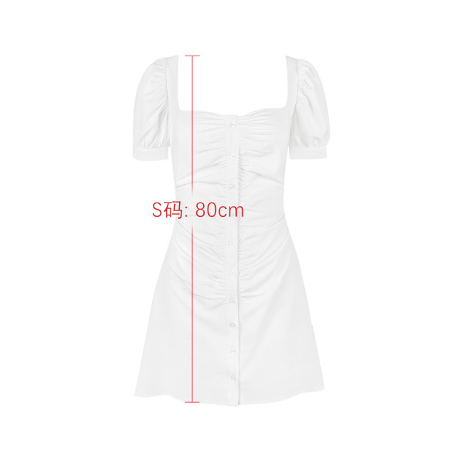 Women's Sexy White Dress U-Neck Short Sleeve A Linen Mini Dress