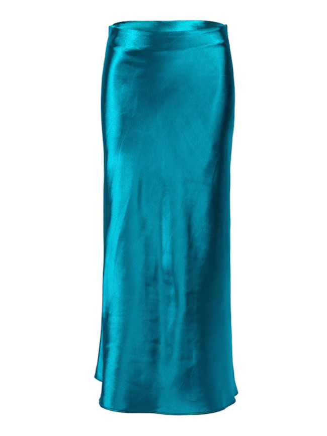 Women's Stain Skirt High Waisted Satin Casual Wrap Skirt