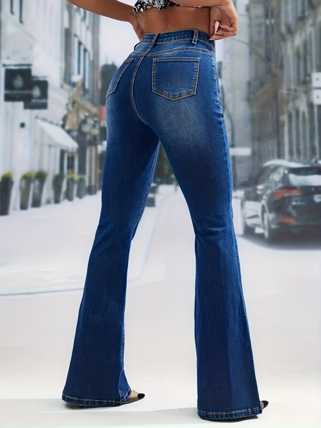 Women's 2024 Retro Denim Jeans High Waist Flare Long Jeans