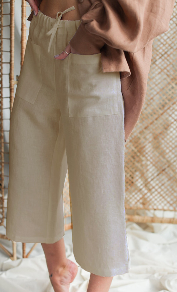 Women's Casual Cotton Linen Crop Pant