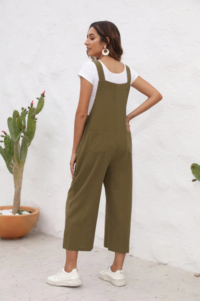 Women's 2024 Casual Cotton Linen Jumpsuit 4Colors