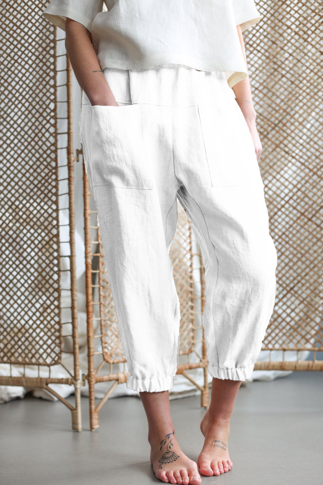 Women's 2024 Casual Cotton Linen Crop Pant 3Colors
