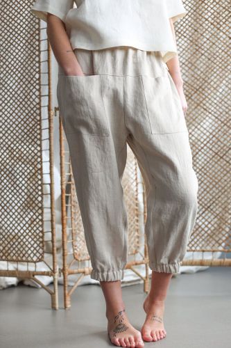 Women's 2024 Casual Cotton Linen Crop Pant 3Colors