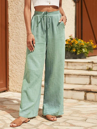 Women's Casual Cotton Linen Straight Long Pant
