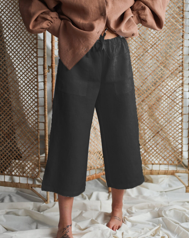 Women's Casual Cotton Linen Crop Pant