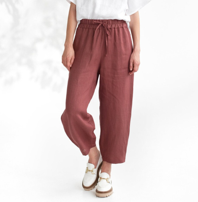 Women's 2024 Casual Cotton Linen Straight Pant